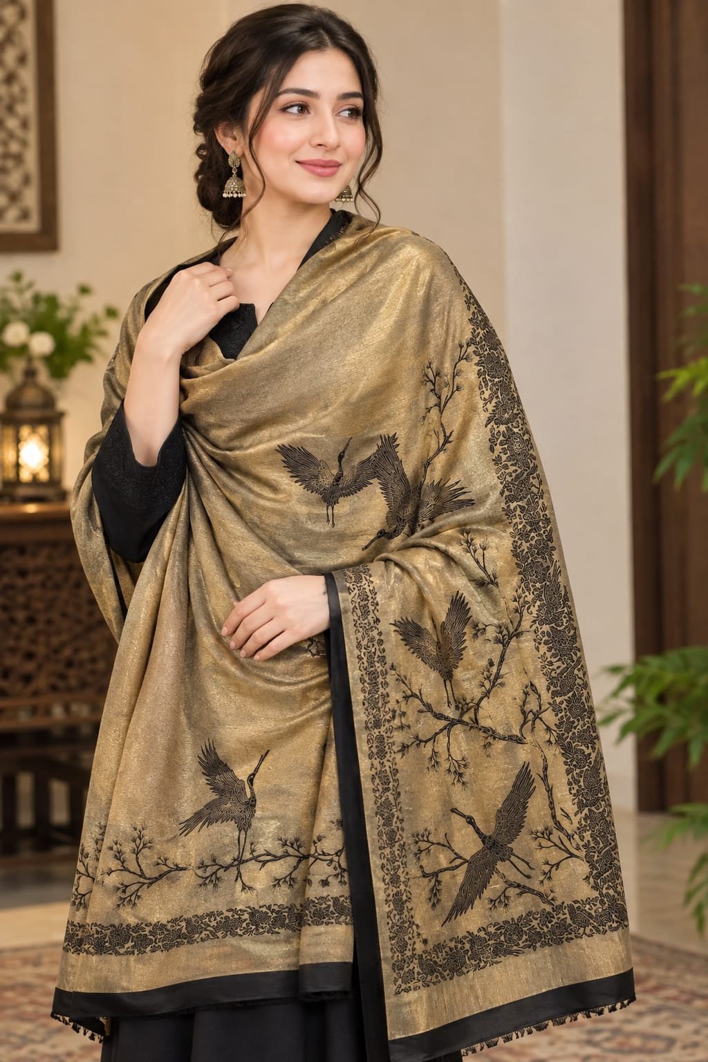 Luxury Olive Green Winter Shawl – Premium Designer Ethnic Wear