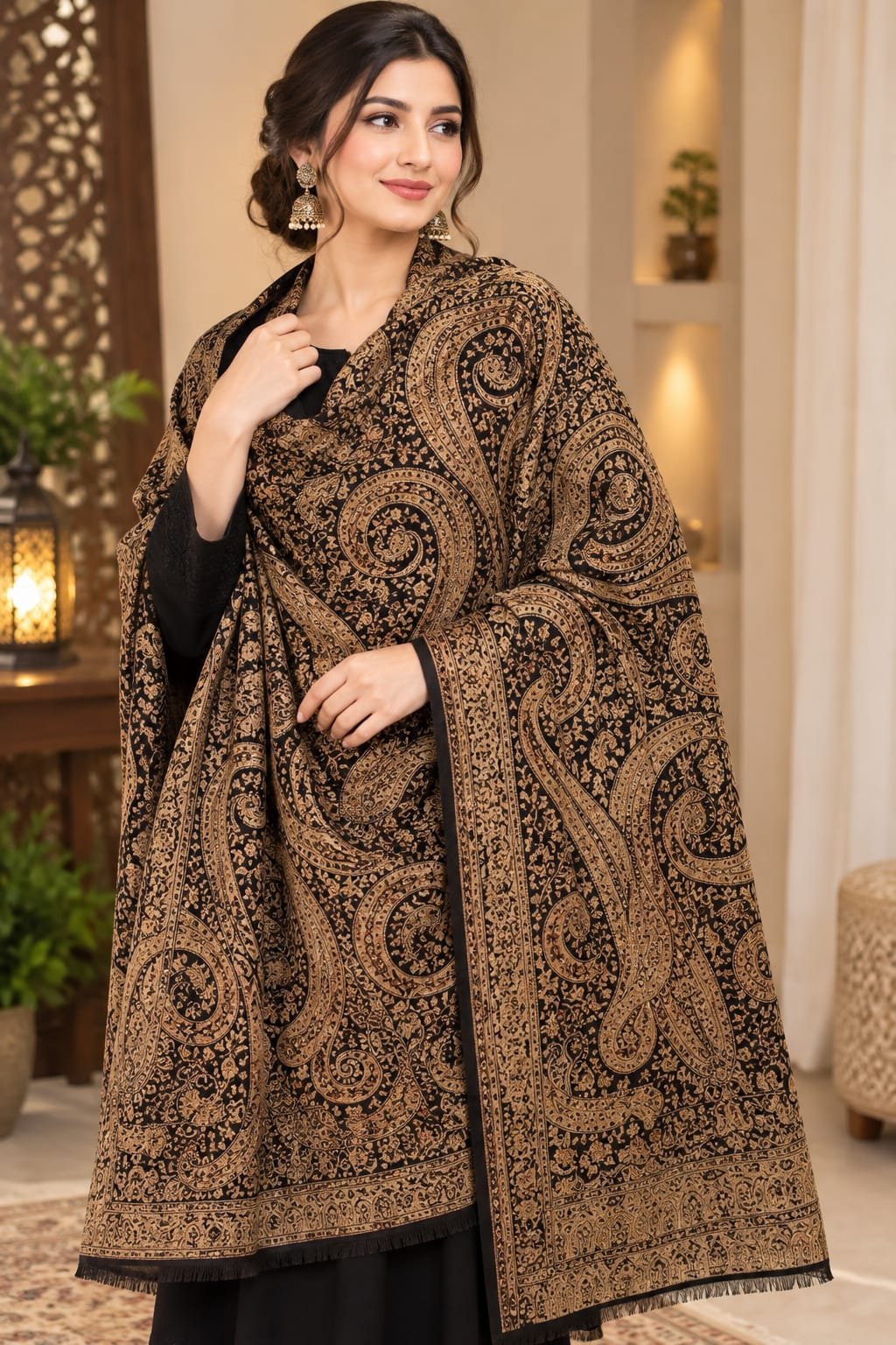 Luxury Earthy Brown Kashmiri Jamawar Shawl  – Premium Winter Designer Wear