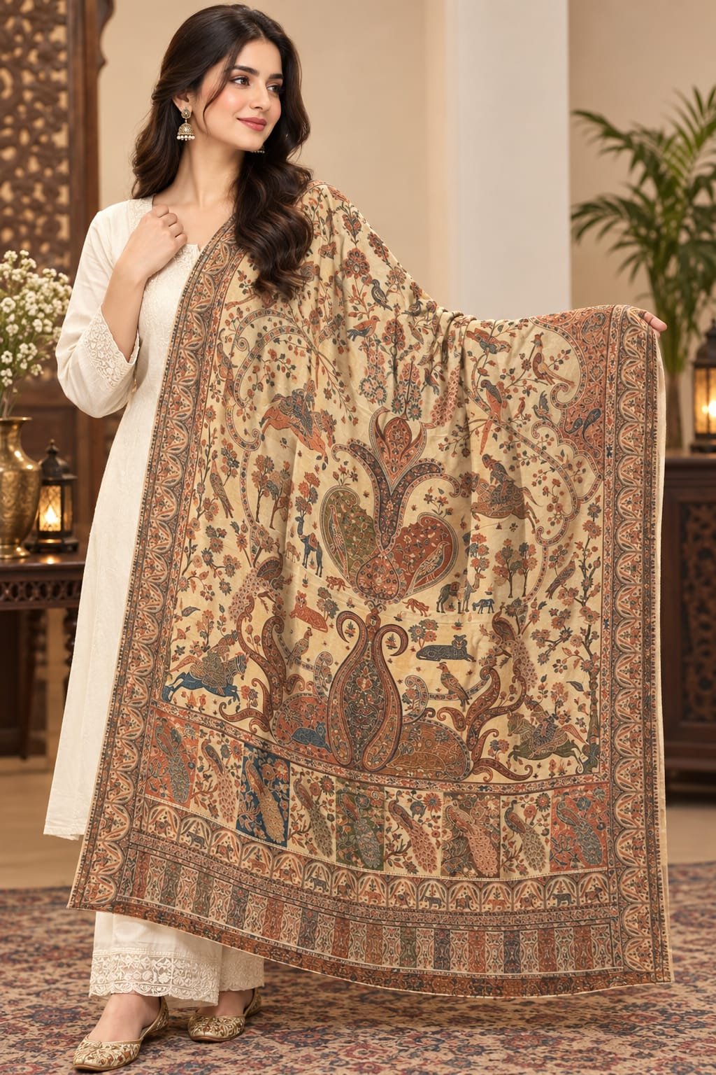 Luxury Deep Maron Embroidered Shawl – Premium Winter Party Wear